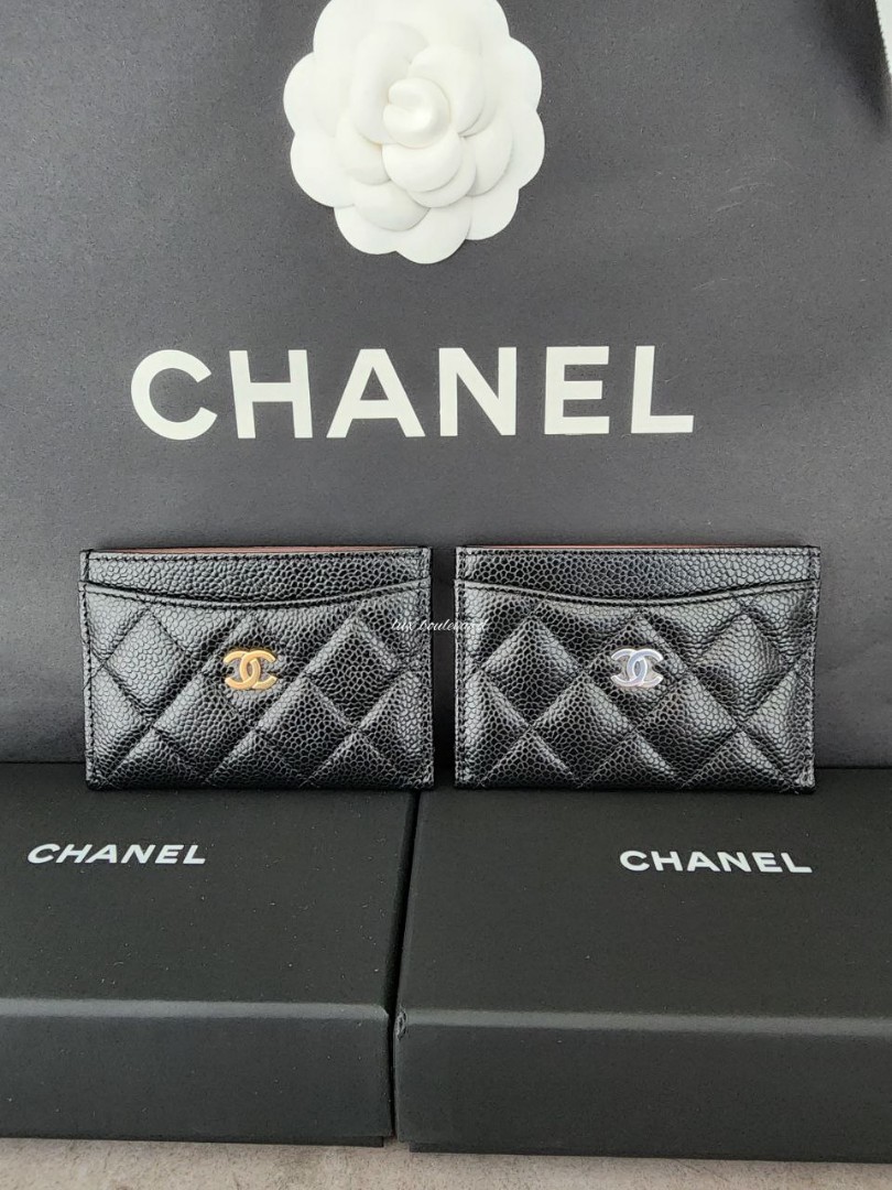 Chanel Chevron CC Zipped Card Holder Black Lambskin Silver Hardware – Coco  Approved Studio