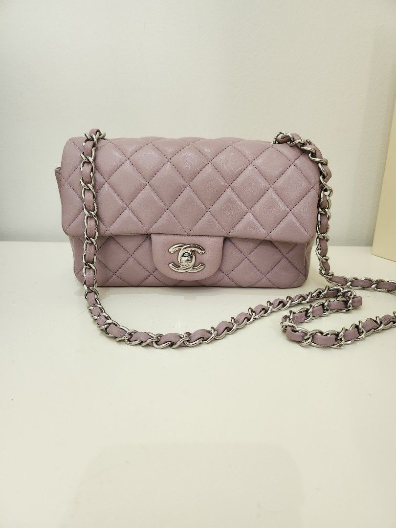 Chanel Mini Rectangular (Category: Bags & Wallets) located in Singapore. Submitted by brendaishungry (Listing ID 1254244889, Image 1). Description: In a pretty lavender purple colour. Used, therefore signs of use is expected. please refer to pics. generally in an okay condition, but if you are fussy, please do bring it to a spa for a refresh serial hologram + receipt avail, however card missing.