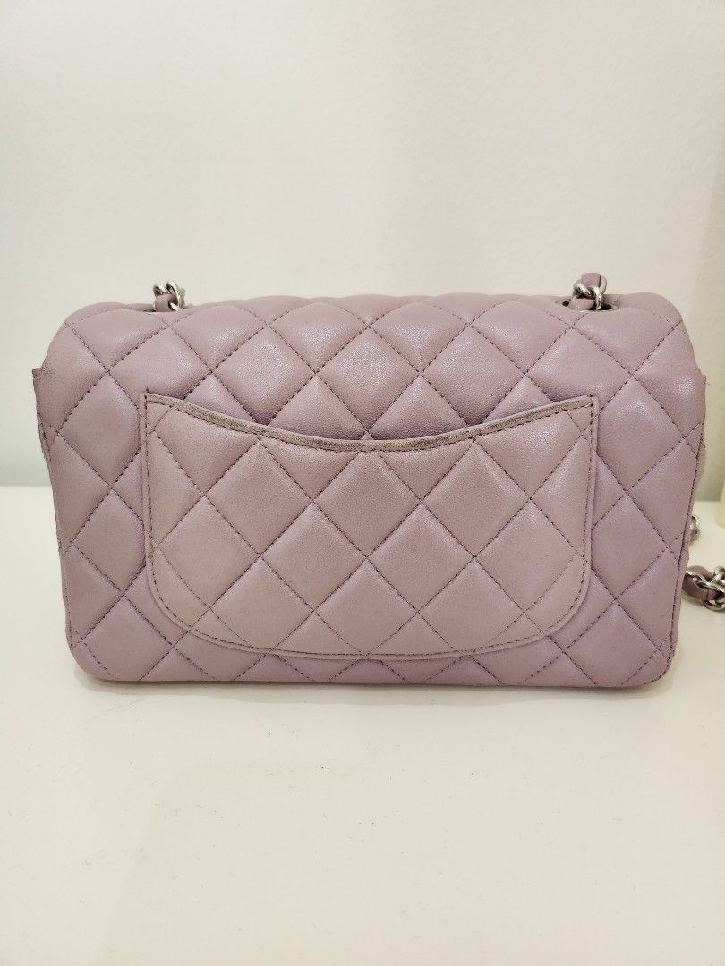Chanel Mini Rectangular (Category: Bags & Wallets) located in Singapore. Submitted by brendaishungry (Listing ID 1254244889, Image 3). Description: In a pretty lavender purple colour. Used, therefore signs of use is expected. please refer to pics. generally in an okay condition, but if you are fussy, please do bring it to a spa for a refresh serial hologram + receipt avail, however card missing.