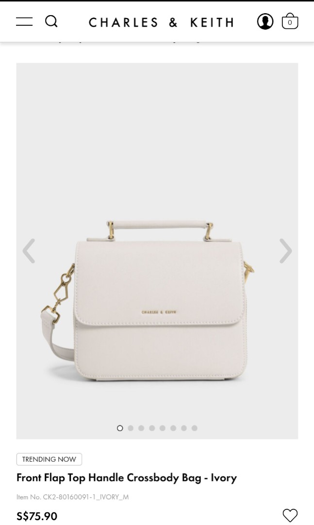Charles and Keith - Front Flap Top Handle Bag in Ivory, Women's Fashion ...