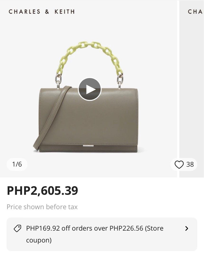 Charles and keith two tone on sale chain top handle bag