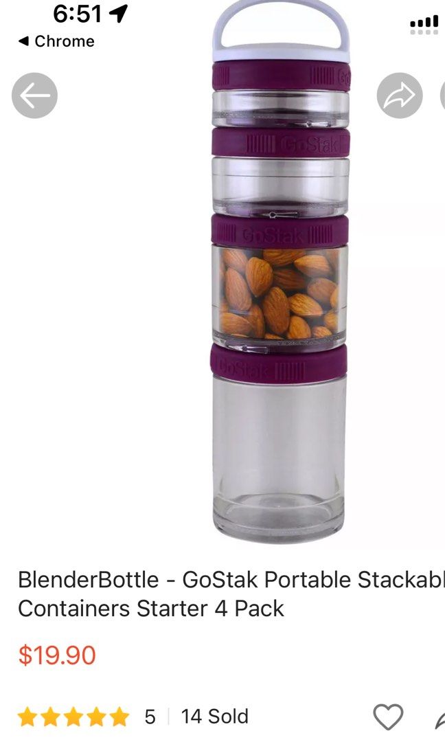 GoStak 4 Piece Starter Containers Blender Bottles Plum Purple