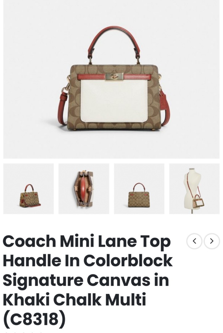 Coach+C8318+Mini+Lane+Top+Handle+In+Colorblock+Signature+Canvas+%26+Leather  for sale online