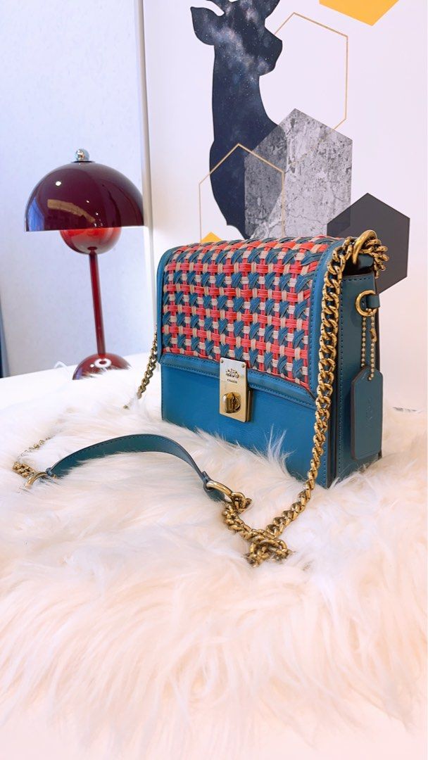 Coach hutton shoulder store bag with weaving