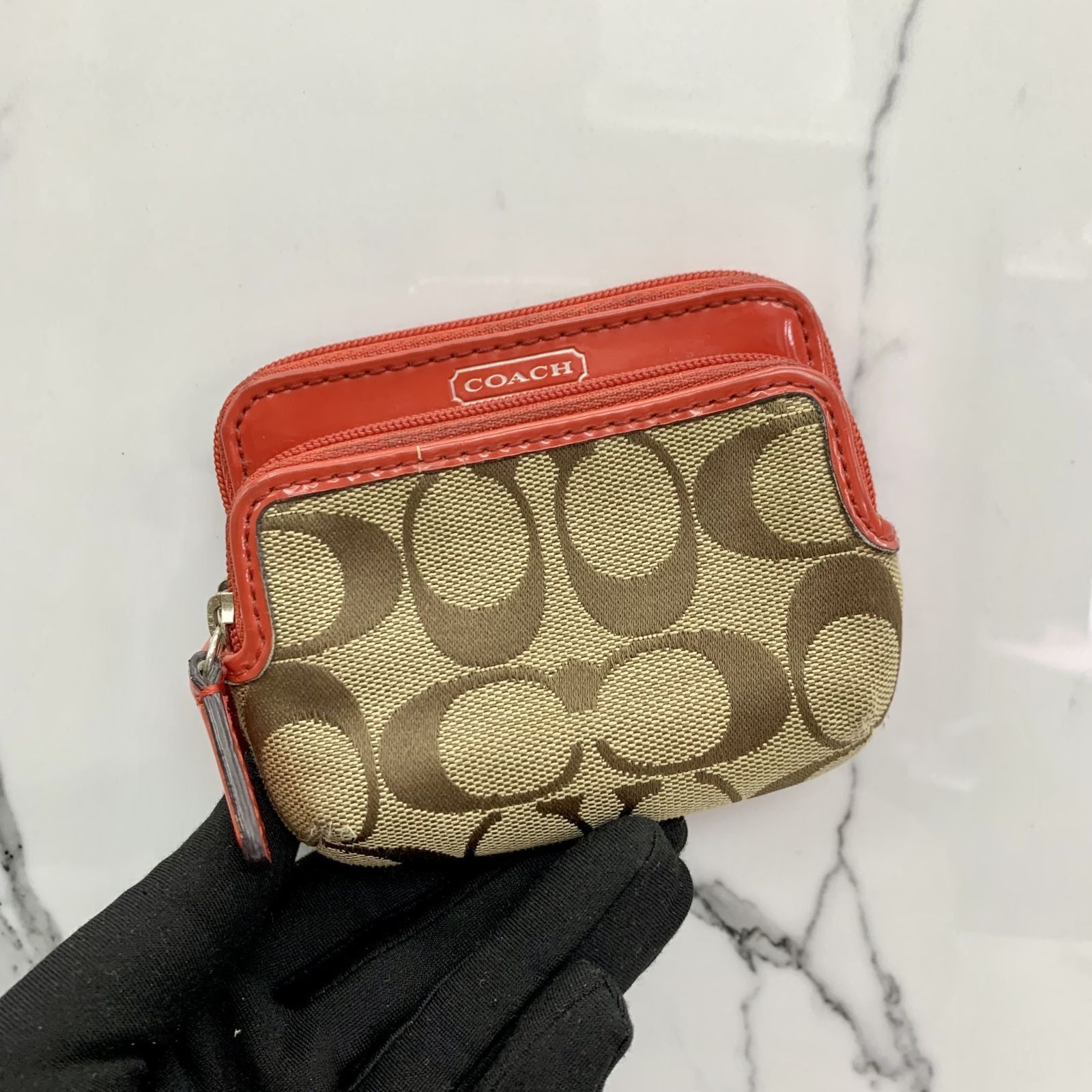 Coach signature coin purse top