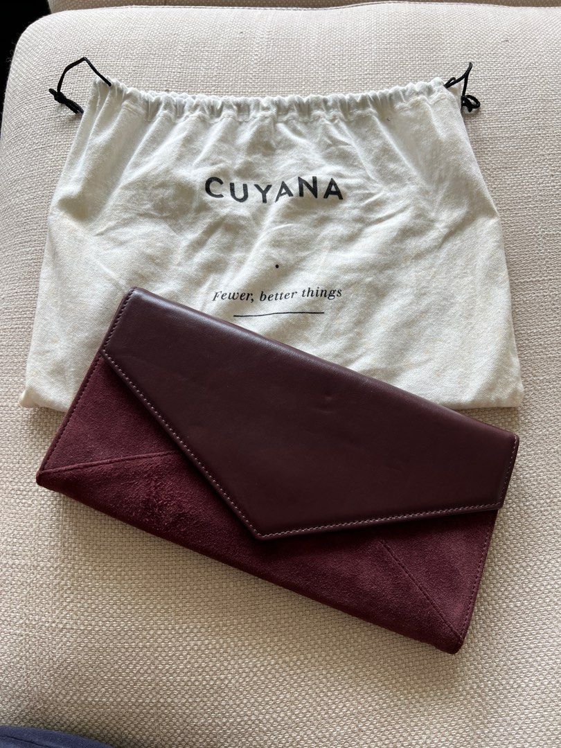 Cuyana Burgundy Suede Envelope Clutch Women s Fashion Bags