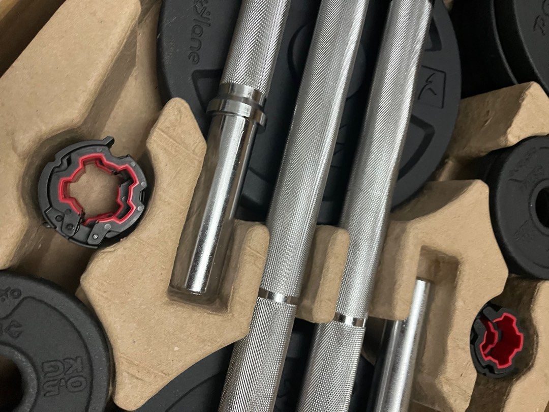 Decathlon Kit Bar 50KG weights dumbbells and bar, Sports Equipment, Exercise & Fitness