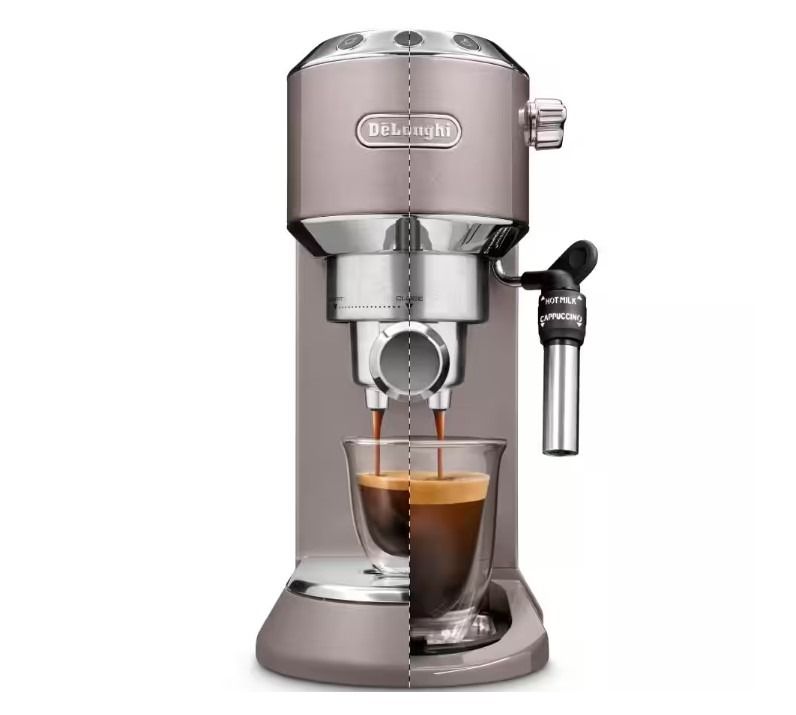 Delonghi dedica metallics espresso shop maker in pink