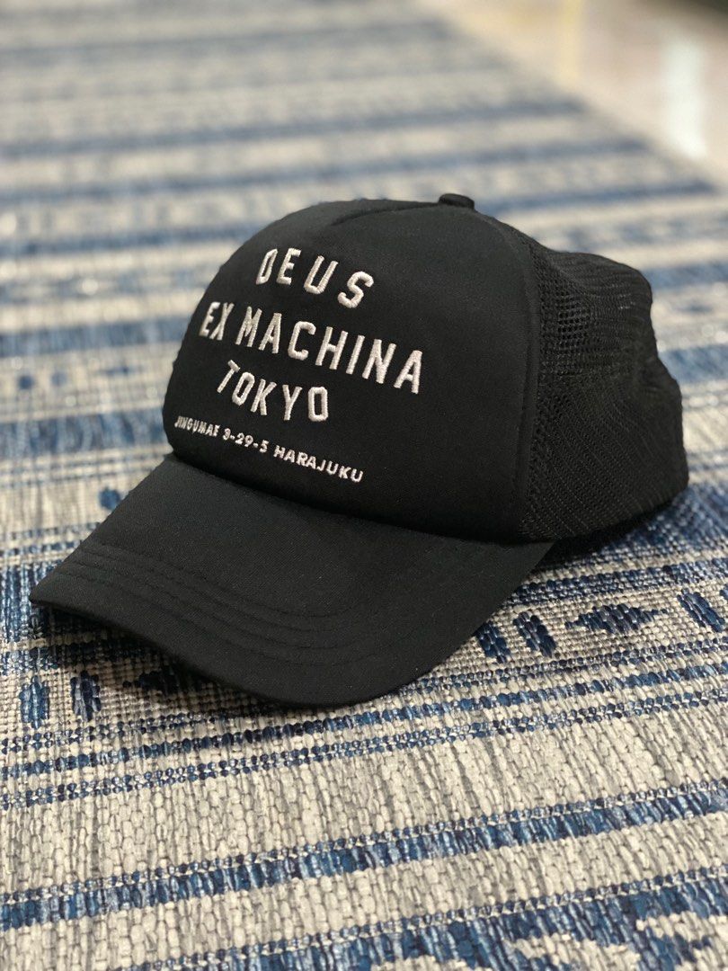 Deus Ex Machina Tokyo Address Trucker Cap Black, Men's Fashion