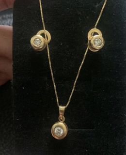 Diamond donut earrings and pendant 
