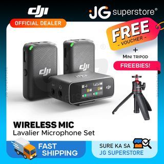 DJI Mic Dual-Channel 2.4 GHz Wireless Microphone with 250M Transmission Range 14 Hours Built-In Memory Storage 5.5 Hours Recording Time for Cameras and Smartphones | 2TX+1RX | JG Superstore