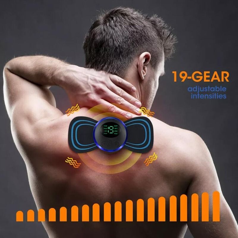 Mini Portable Electric Pulse Neck Massager Cervical Back Muscle Pain  Relief