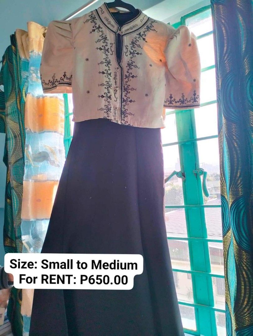 Filipiniana : For Rent (Category: Dresses) located in Quezon City. Submitted by cdm19 (Listing ID 1254158521, Image 2). Description: Filipiniana for RENT: Off-White- Small- P 500 Black and Nude Coat- Small to Medium- P 650.00.