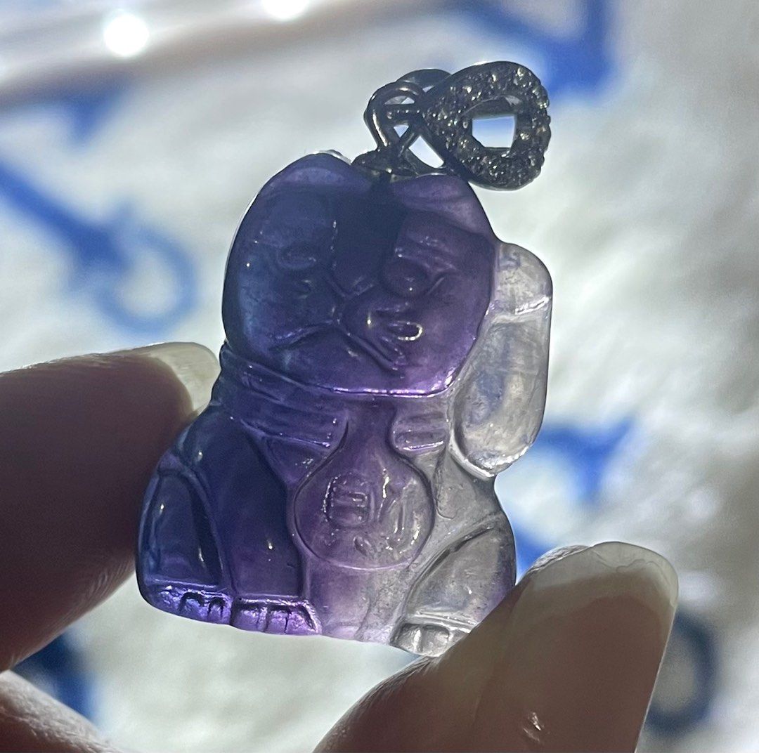 Fortune Cat Rainbow Fluorite Pendant Women s Fashion Jewelry