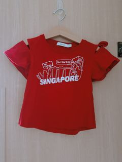 [Free delivery] Bossini baby girl red National day top in 90cm