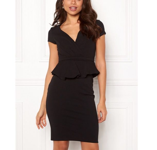 Goddiva Asos Black Peplum Long Office Work Skirt Dress Women s
