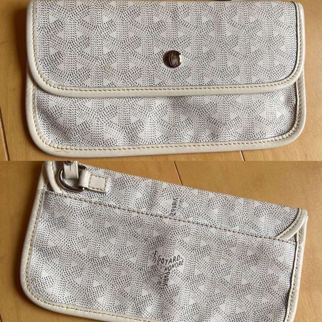 Goyard Saint Louis Junior Tote Hand Bag PVC Canvas Leather White From Japan