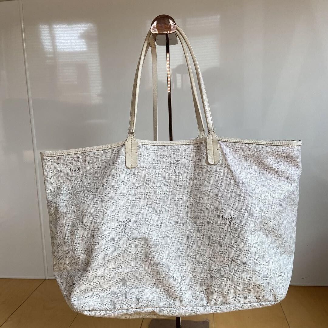 GOYARD Saint-Louis PM Tote bag, white, A4 capacity, good used
