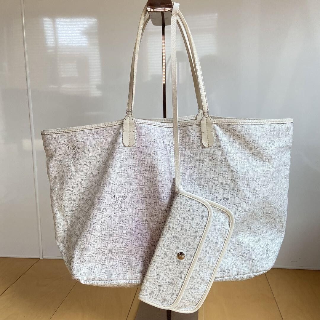 GOYARD White/ White Pattern Prints Saint Louis Junior Tote Bag