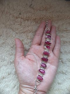 Guaranteed 92.5 Silver and Natural Rubies bracelet