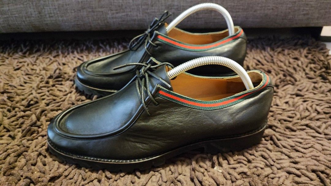Gucci Lace Up Black Leather Dress Shoes UK8