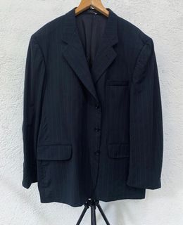 HARVÉ BENARD Regular Navy Blue Pinstripe Mens Suit Jacket • XL/2XL 46