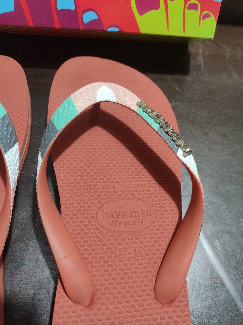 Havaianas Slippers Tsinelas Red Orange size 37 38 with box Women s Fashion Footwear Slippers and slides on Carousell