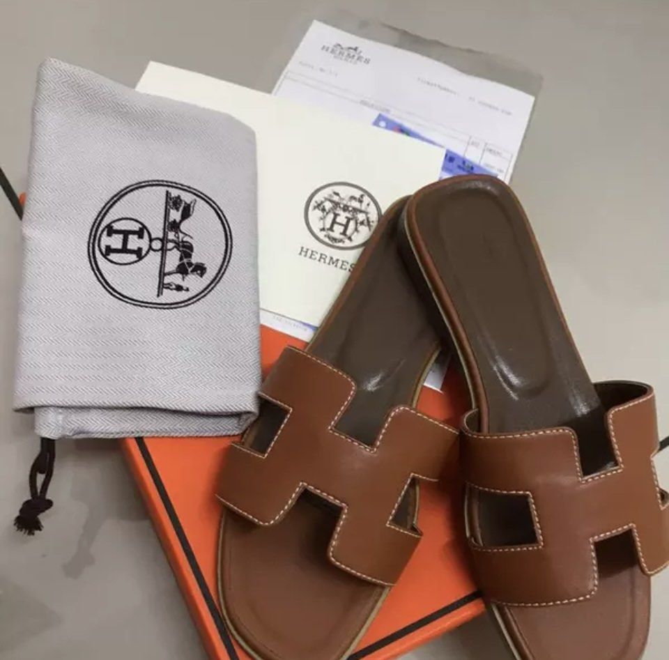 Hermes woman leather slippers high quality