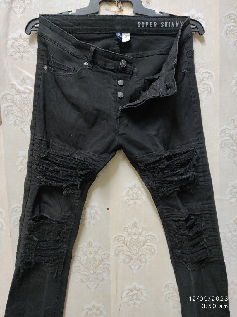 H and m black biker jeans online