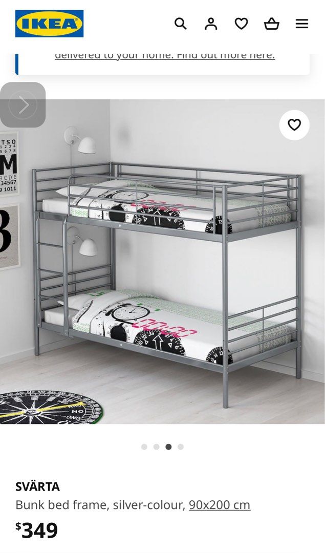 Ikea bunk bed grey metal sale