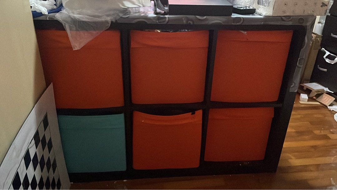 IKEA Kallax (2x4) Storage with hard cloth insert boxes, Furniture & Home Living