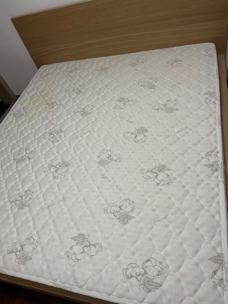 IKEA MALM king size bed with seahorse diamond mattress, Furniture