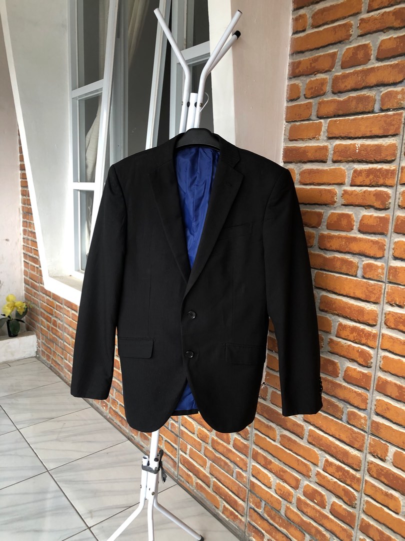 Jas Pria Hitam Slim Fit Formal Office Wisuda Not Zaraman Fesyen Pria Pakaian Atasan Di Carousell 0238