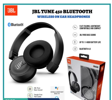 JBL TUNE 450 Bluetooth on Ear Headphones with Mic Wireless Headset