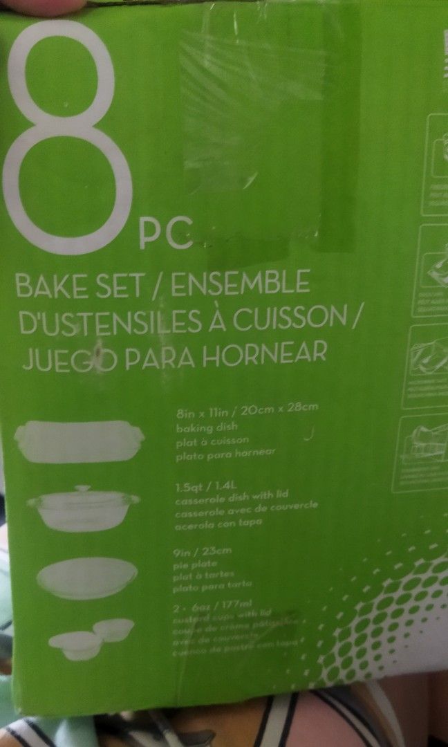 Kitchen Classics 8 pc Glass Bake Set (Category: Bakeware) located in Plaridel. Submitted by salt02 (Listing ID 1254133750, Image 3). Description: bought in Walmart made in the USA Features: Multi-Pack (8pcs) Bake set in 1 packaging BPA free Rounded corners promote even baking Tempered glass Actual Weight: 5.1 KGs Product Dimensions: 18.5 x 7.5 x 10.5 What you need is a complete bake set! Get yourself one 8inx11in baking dish, one 1.5qt casserole 