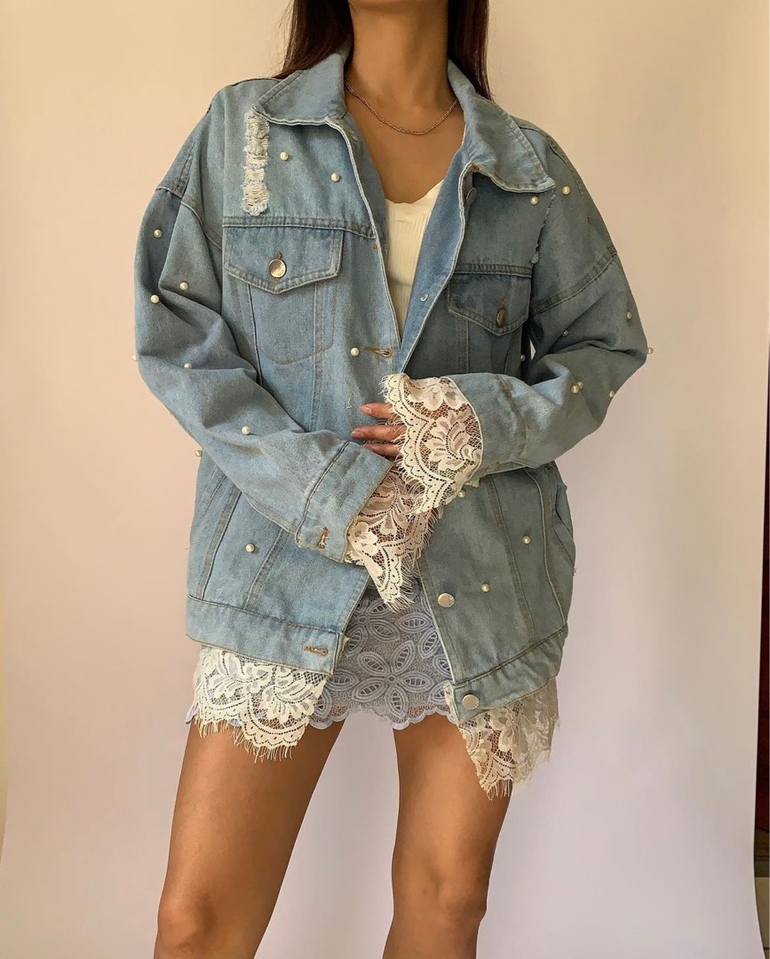 Free people pearl jean jacket shop