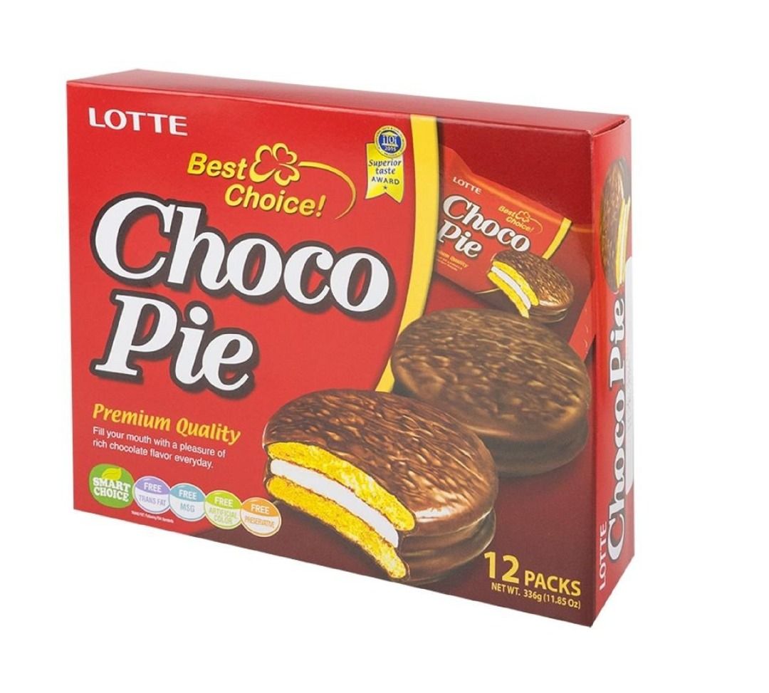 Lotte Best Choice Choco Pie 12 packs 336g - Original, Food & Drinks ...