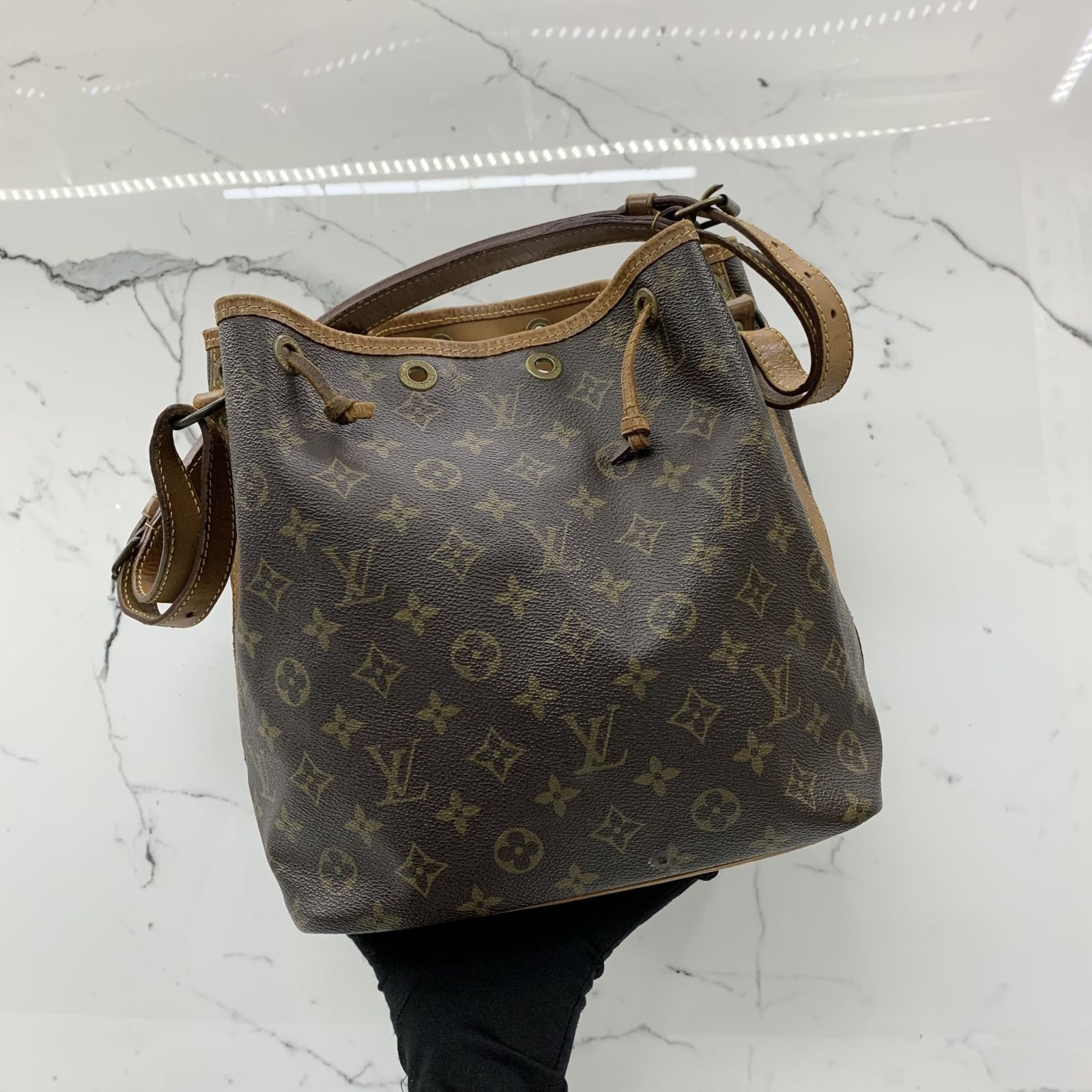 Louis Vuitton Petit Noe Monogram Shoulder Bag Brown M42226