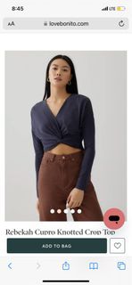 Love bonito BN (S) Rebekah Cupro Knotted Crop Top