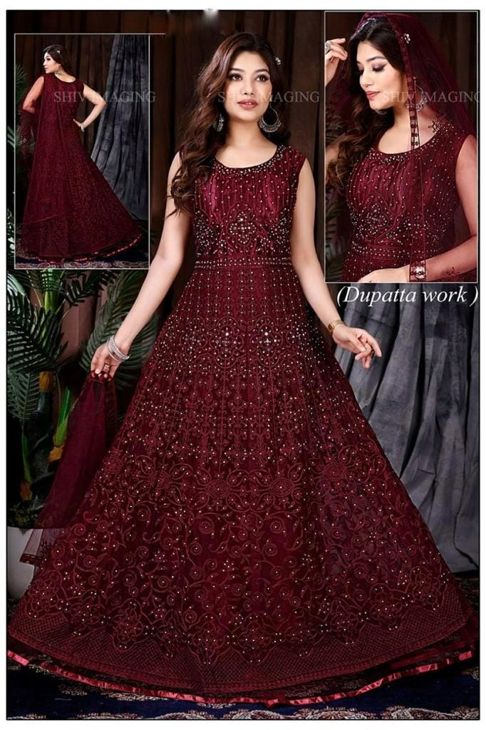 Maroon sale ethnic dress