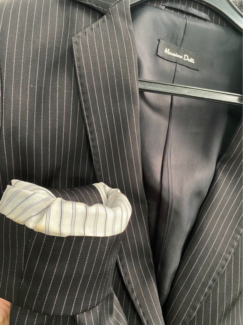 MASSIMO DUTTI SUIT SET Black with thin purple stripes Women s
