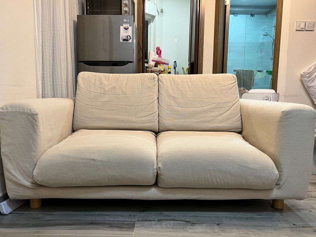 Muji sofa 2seater with linen cover, 傢俬＆家居, 傢俬, 梳化 Carousell