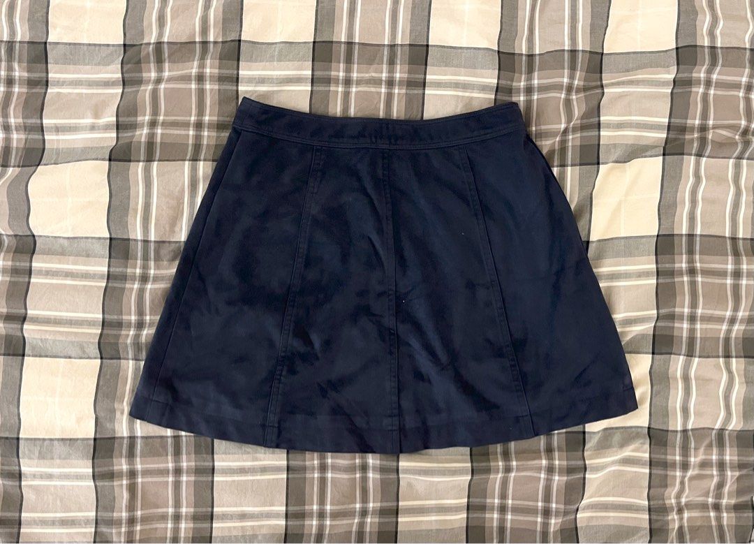 Navy tartan button mini skirt discount