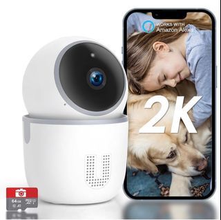 New Indoor Security Camera Wireless 2K, WiFi Pet Camera with Night Vision, 2-Way Audio, Motion Detec