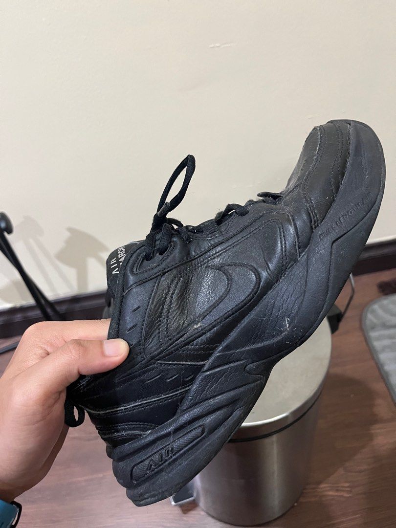 Nike air monarch hot sale black on feet