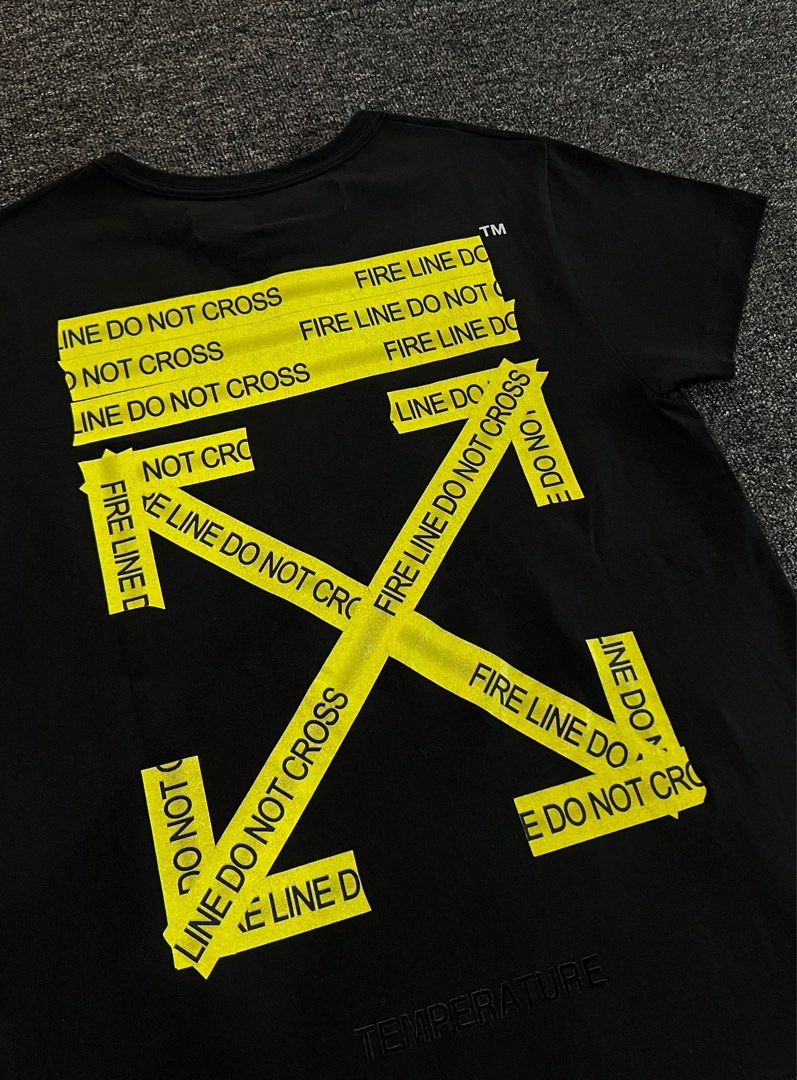 off white t shirt yellow tape