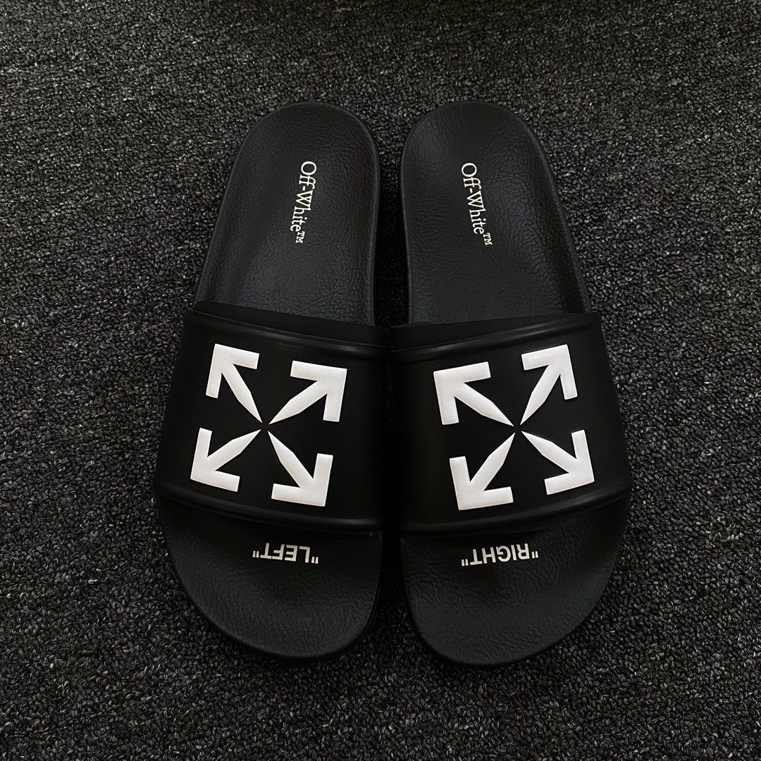OffWhite Arrow Logo Slides Eur42 UK8 Men s Fashion Footwear