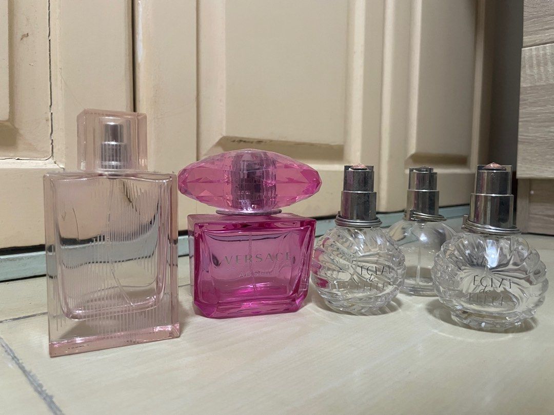 Orginal Perfume Bottles versace burberry eclat (Category: Fragrance & Deodorants) located in Manila. Submitted by eriepash (Listing ID 1254147359, Image 1). Description: Empty Orginal Perfume bottles in good condition. No cracks TAKE ALL 1 Burberry Brit - 50ml 1 Versace bright crystal Absolu- 90ml 2 eclat pink- 50ml 1 eclat purple -50ml Decluttering Shipping care of buyer.