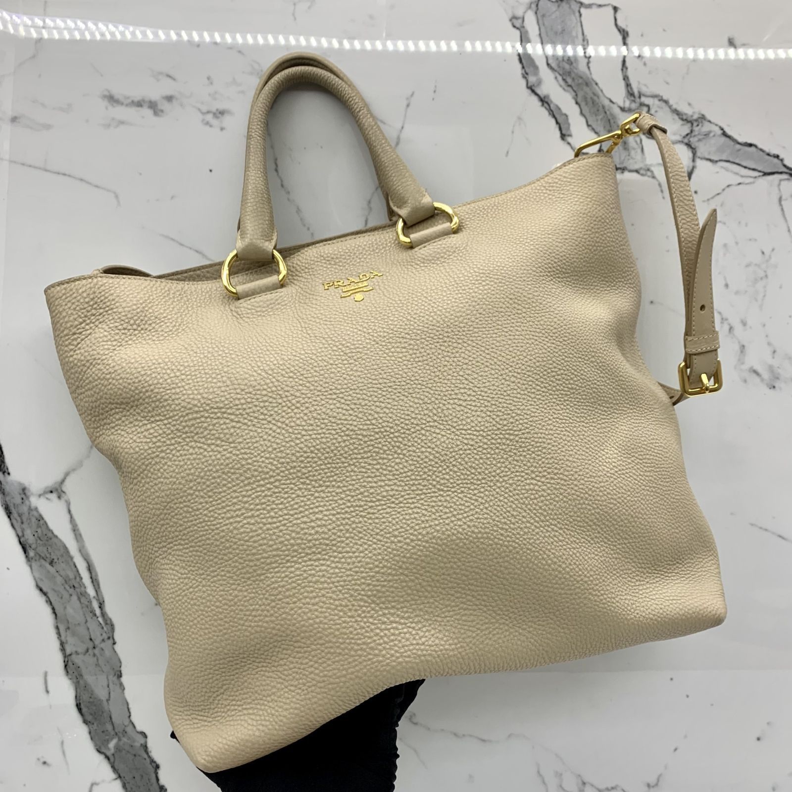 PRADA BN1713 BEIGE LEATHER 2WAY SHOULDER BAG 237028198 KM Luxury Bags Wallets on Carousell