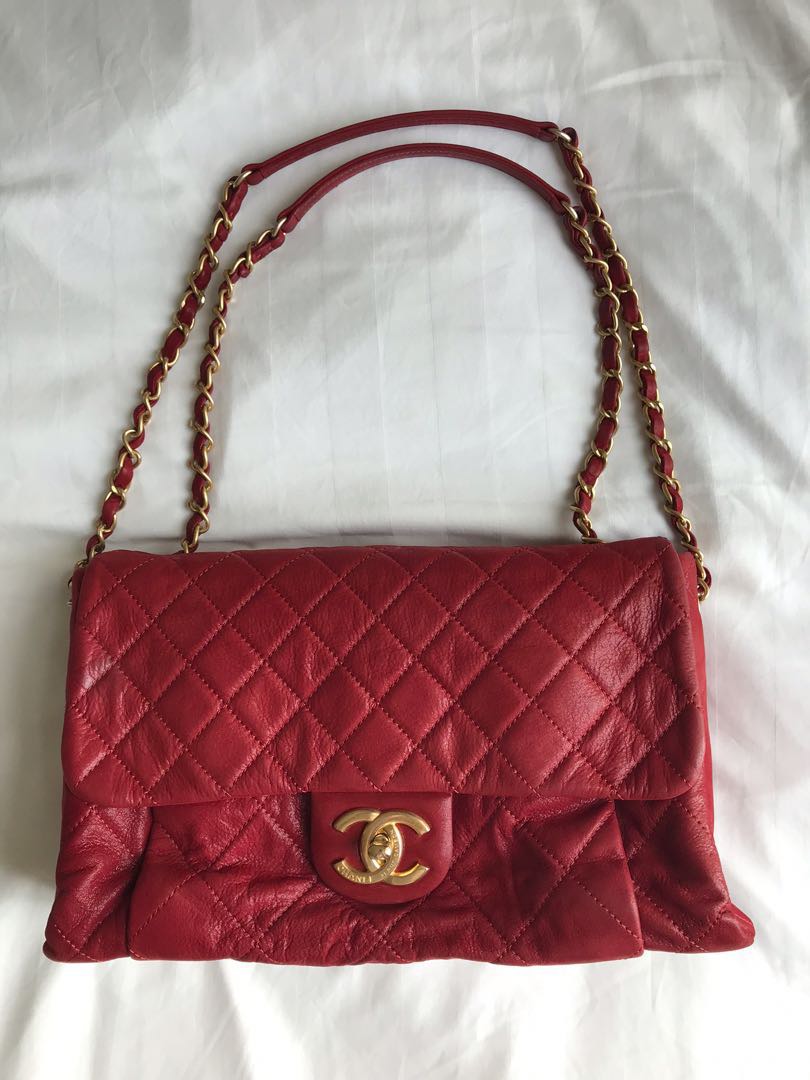 PRICE REDUCED to clear Chanel red shoulder crossbody bag in